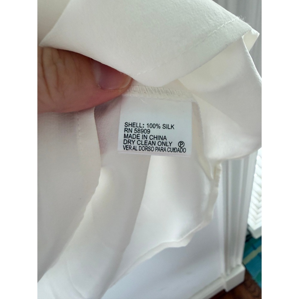 Antonio Melani Tina Blouse Ivory 100% Silk Short Sleeve Button Cuff Top NWT M - Picture 7 of 8